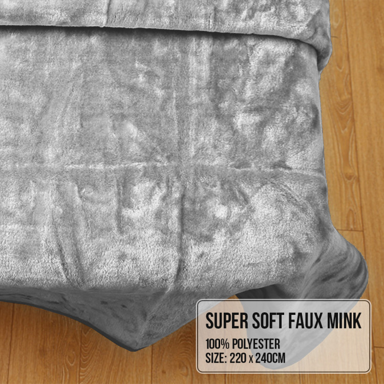 800GSM Heavy Double-Sided Faux Mink Blanket - Silver image 7