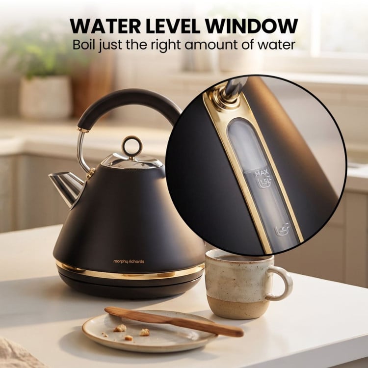 Morphy Richards Ascend Soft Gold Kettle Toaster Set 1.5L Electric Jug & 4-Slice Toaster Satin Black image 7