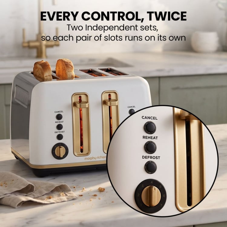 Morphy Richards Ascend Kettle and Toaster Set White Soft Gold 1.5L Jug Kettle 4 Slice Toaster Breakfast Pack image 9