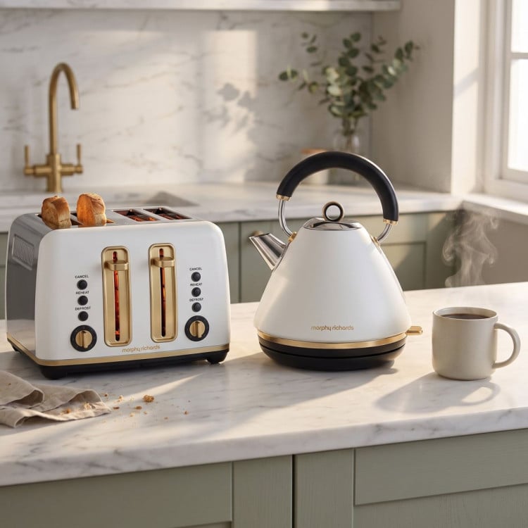 Morphy Richards Ascend Kettle and Toaster Set White Soft Gold 1.5L Jug Kettle 4 Slice Toaster Breakfast Pack image 11