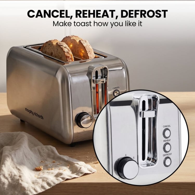 Morphy Richards Equip Stainless Steel Kettle and Toaster Set, 1L Jug Kettle & 4 Slice Long Slot Toaster Breakfast Pack image 9
