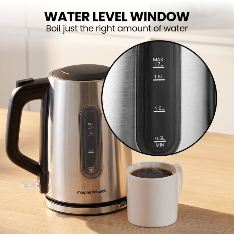Morphy Richards Equip Stainless Steel Kettle and Toaster Set 1.7L Jug Kettle & 4 Slice Long Slot Toaster Bundle image 7