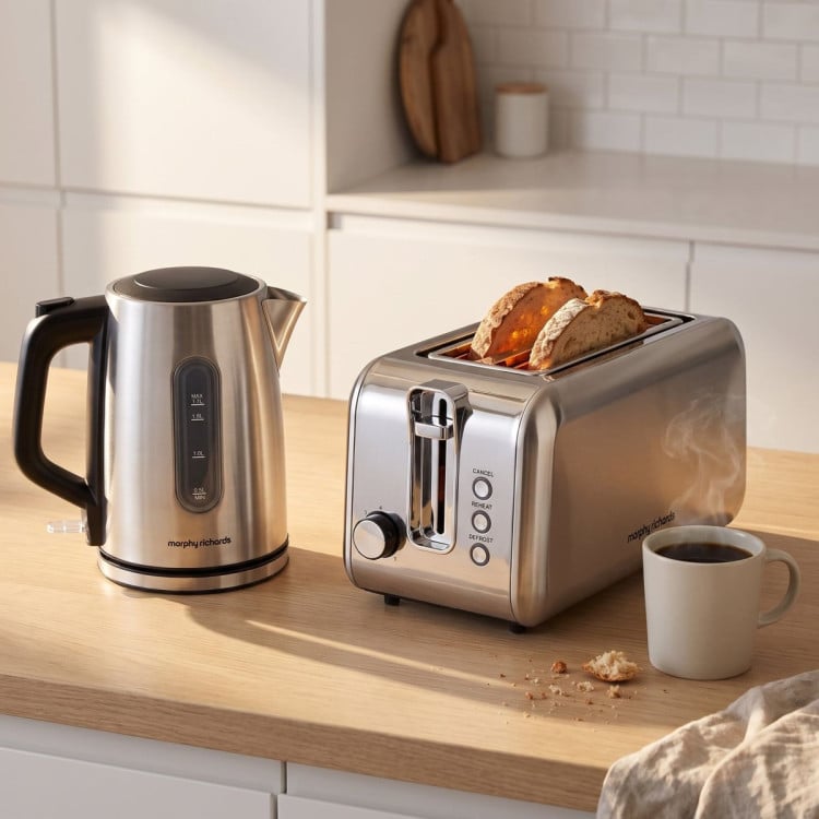 Morphy Richards Equip Stainless Steel Kettle and Toaster Set 1.7L Jug Kettle & 4 Slice Long Slot Toaster Bundle image 11