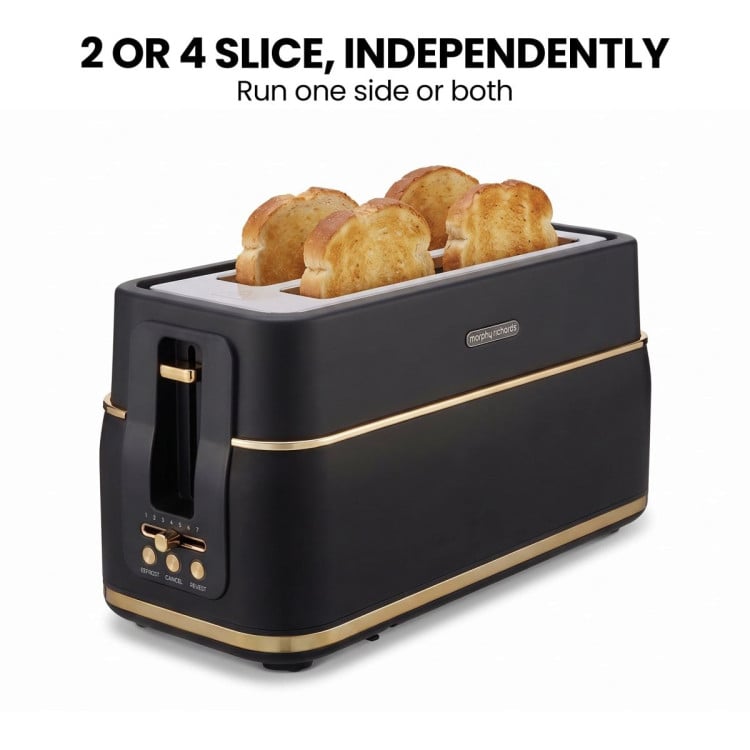 Morphy Richards Signature Kettle and Toaster Set, 1.5L Jug Kettle & 4-Slice Long Slot Toaster, Matte Black Soft Gold image 9
