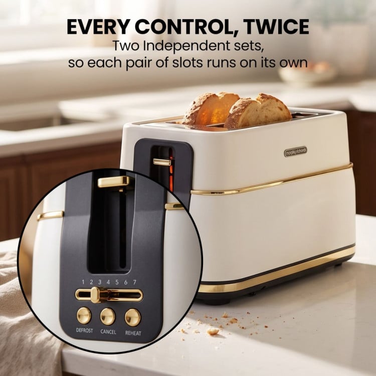 Morphy Richards Signature Kettle Toaster Set Matte Soft Gold 1.5L Jug Kettle & 4 Slice Long Slot Toaster White image 9