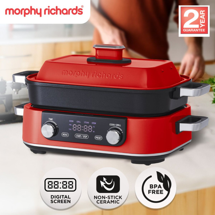 Morphy Richards 3L Non-Stick Multifunction Electric Cooker Pan in Red image 10