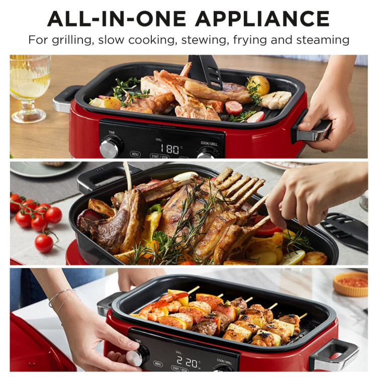 Morphy Richards 3L Non-Stick Multifunction Electric Cooker Pan in Red image 6