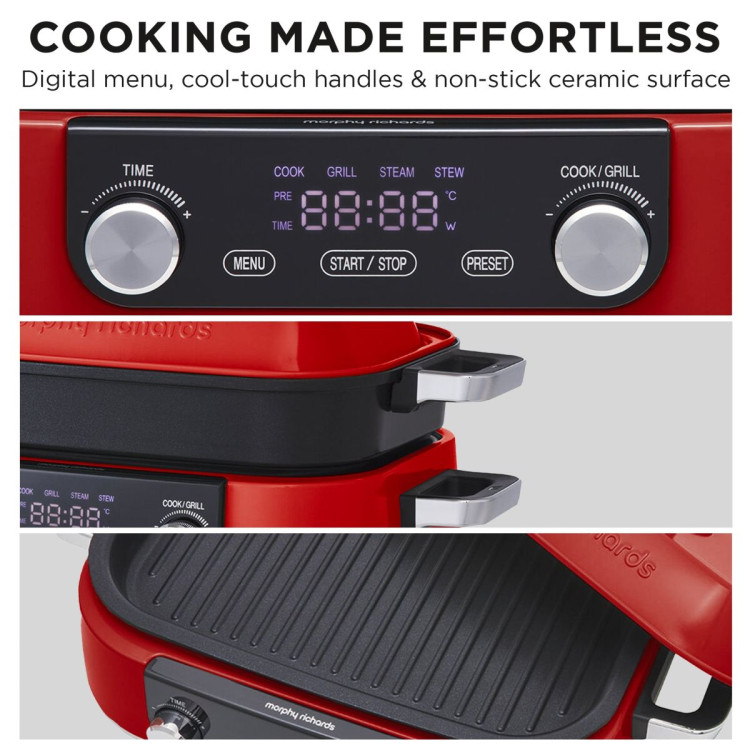 Morphy Richards 3L Non-Stick Multifunction Electric Cooker Pan in Red image 7
