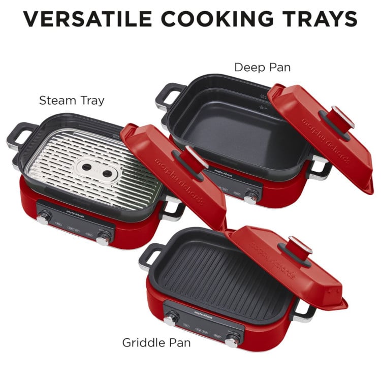 Morphy Richards 3L Non-Stick Multifunction Electric Cooker Pan in Red image 8
