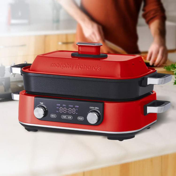 Morphy Richards 3L Non-Stick Multifunction Electric Cooker Pan in Red image 9