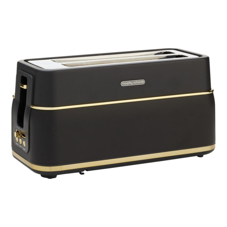 Morphy Richards Signature Soft Gold Matte Black 4 Slice Toaster with Long Slots