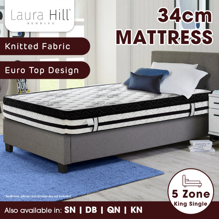 Laura Hill King Single Mattress  with Euro Top - 34cm image 9