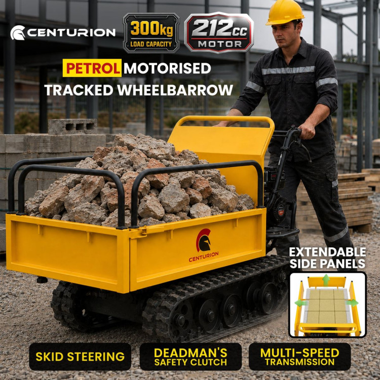 Centurion Petrol Tracked Wheelbarrow Dumper 212cc 7HP with Extendable Steel Hopper image 3