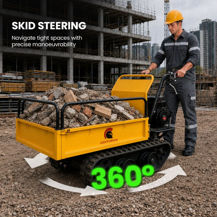 Centurion Petrol Tracked Wheelbarrow Dumper 212cc 7HP with Extendable Steel Hopper image 8
