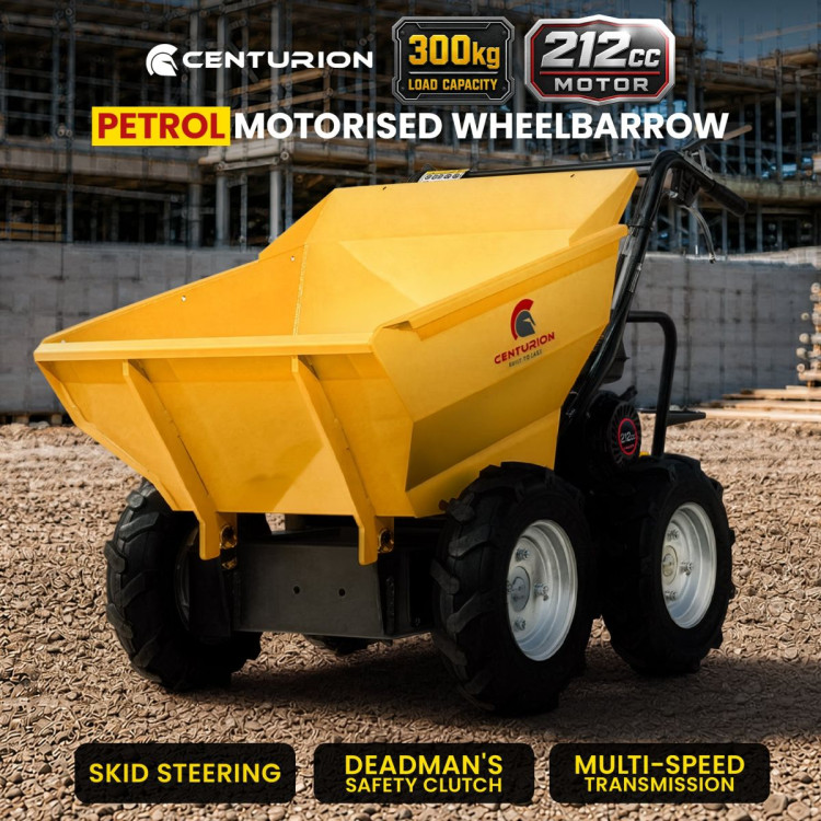 Centurion 300kg Petrol Motorised Wheelbarrow 4WD 212cc 7HP Dump Cart image 3