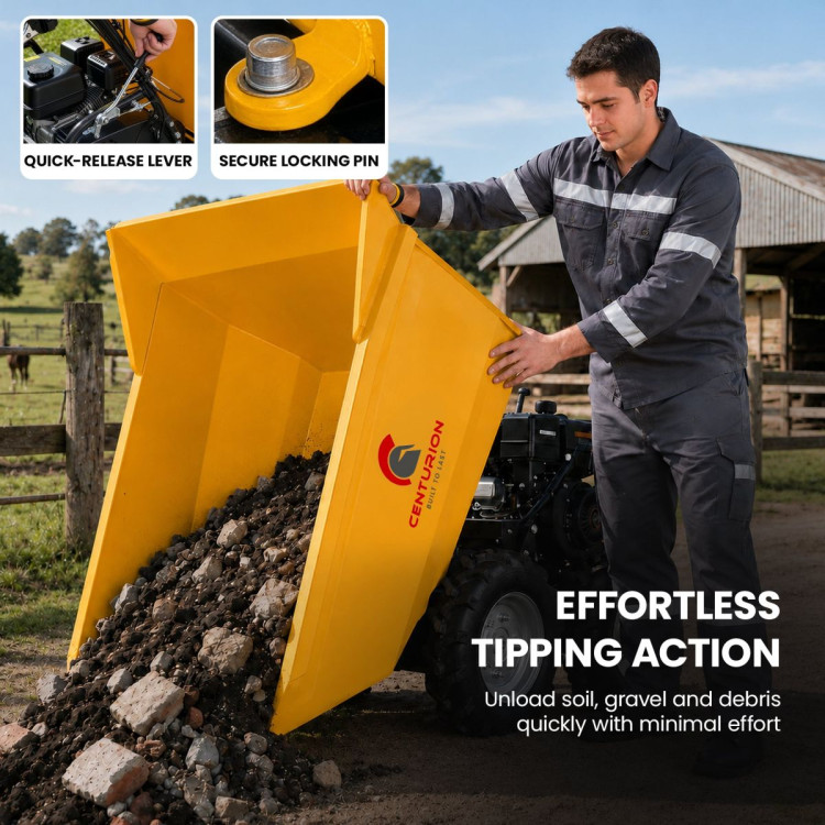 Centurion 300kg Petrol Motorised Wheelbarrow 4WD 212cc 7HP Dump Cart image 10