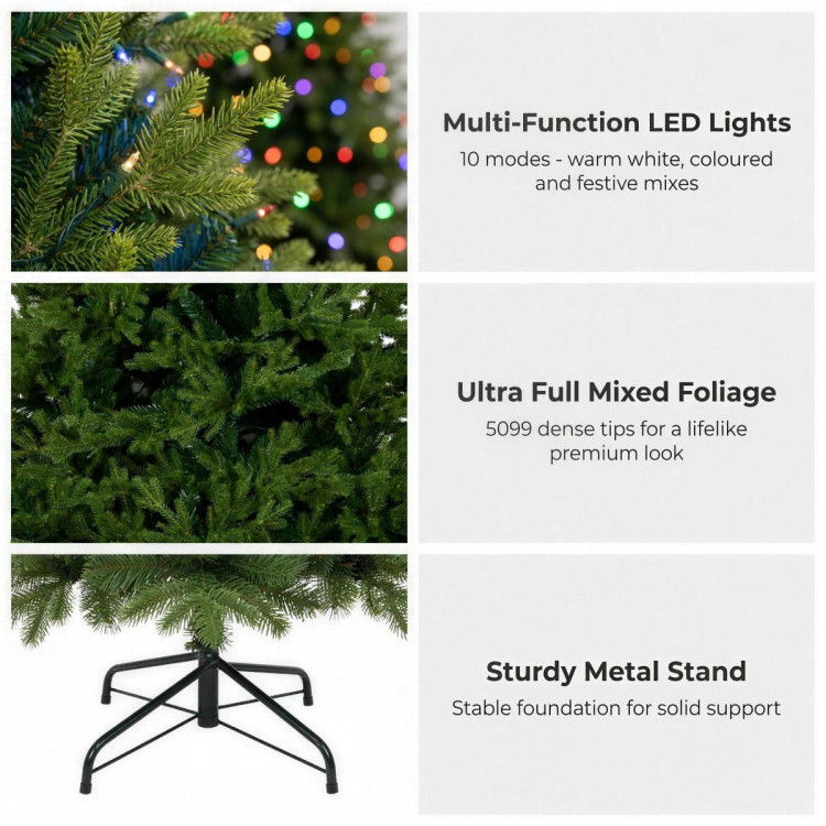 Christabelle 2.3m 7.5ft Bellewood Fir Christmas Tree Pre Lit Multi Function LED Foot Pedal Power Connect Hinged image 7