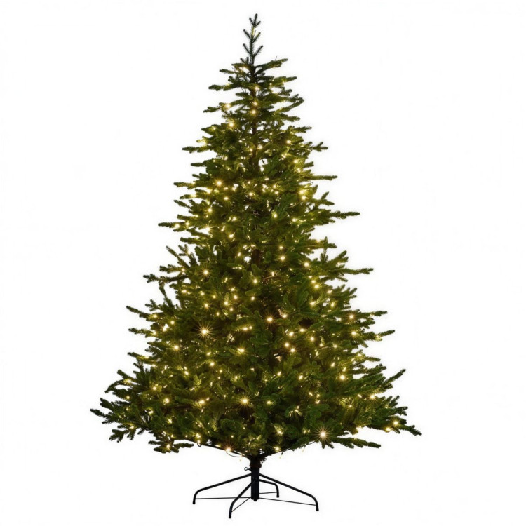 National Tree Company 2.7m 9ft Bellewood Fir Christmas Tree Pre Lit Multi Function LED Foot Pedal Power Connect Hinged