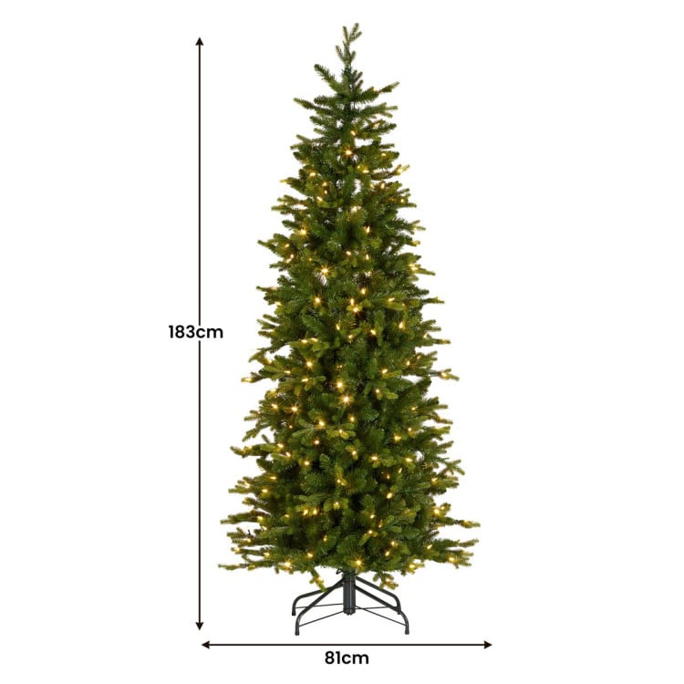 Christabelle 6ft Slim Carrington Fir Christmas Tree Multi Functional White & Coloured LED Lights & Foot Pedal image 4