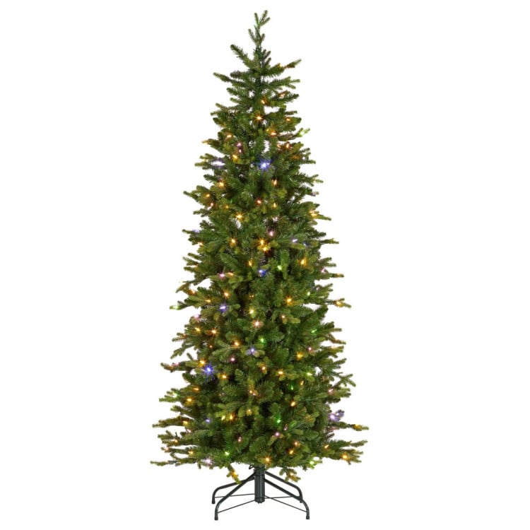 Christabelle 6ft Slim Carrington Fir Christmas Tree Multi Functional White & Coloured LED Lights & Foot Pedal image 6