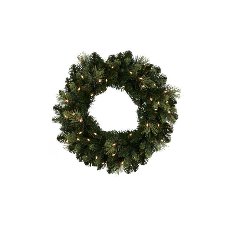 Christmas Wreath with Lights - 61cm Carolina Pine