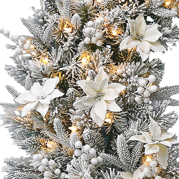 Christabelle 1.2m Frosted Colonial Pre-Lit Christmas Wreath, 200 Warm White LED Lights, Snowy Holiday Decor image 3