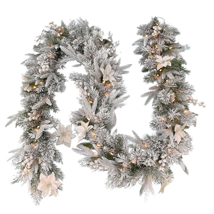 Christmas Garland with Lights- 274cm Frosted Colonial