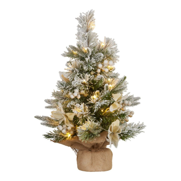 Christabelle 2ft Christmas Tree with Lights- Potted Frosted Colonial
