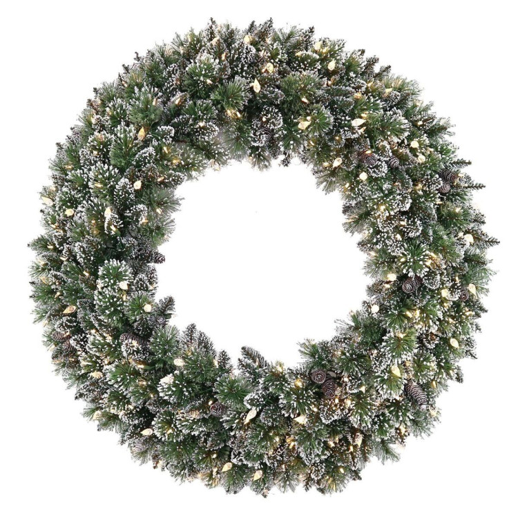 Christmas Display Wreath with Lights- 122cm Glittery Bristle image 2