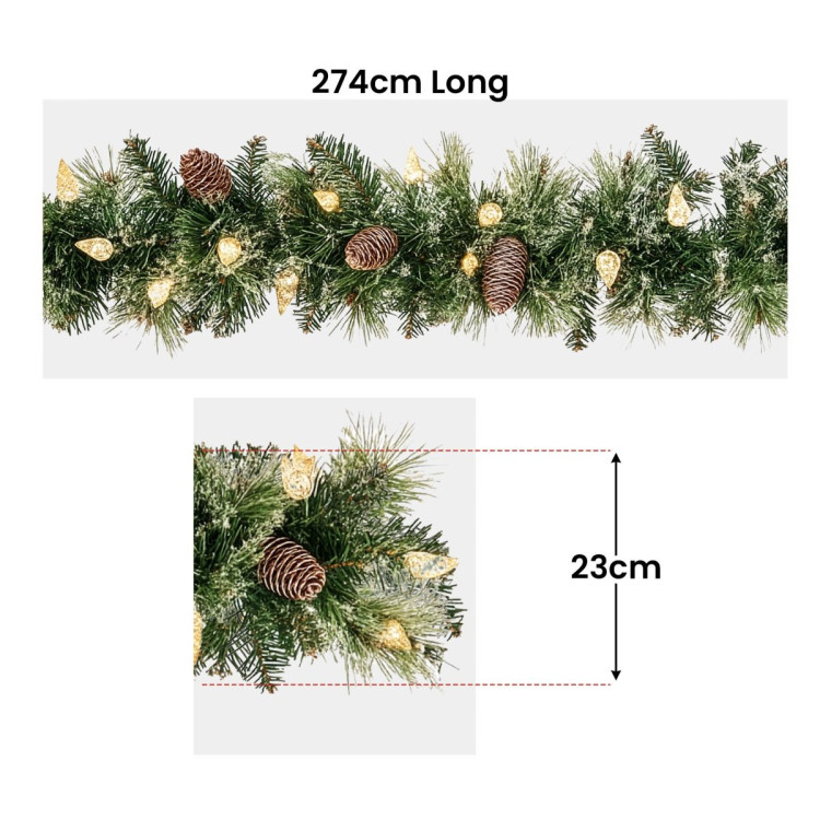 Christabelle 2.7m Christmas Garland with LED Lights Glittery Snow Bristle Tree Decoration Ornament image 3