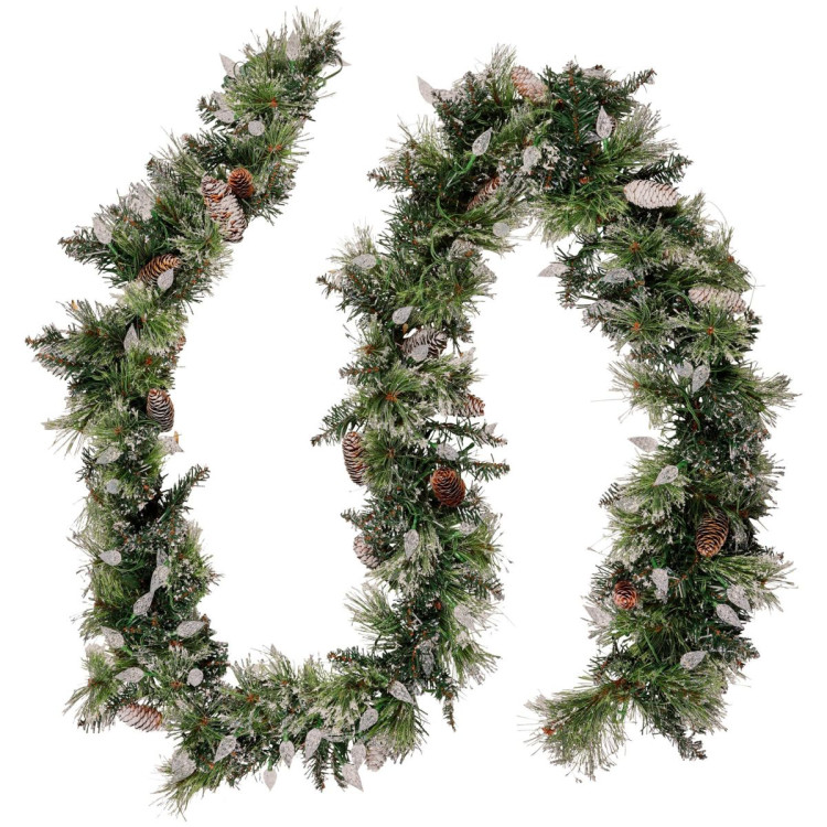 Christabelle 2.7m Christmas Garland with LED Lights Glittery Snow Bristle Tree Decoration Ornament image 4