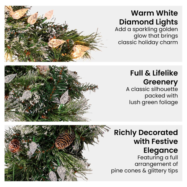 Christabelle 2.7m Christmas Garland with LED Lights Glittery Snow Bristle Tree Decoration Ornament image 5