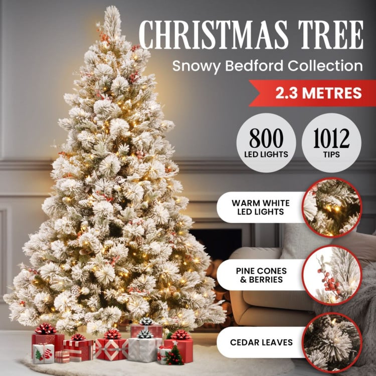 7.5foot 229cm Snowy Bedford Christmas Tree 1012 tips 800 LED Lights image 4