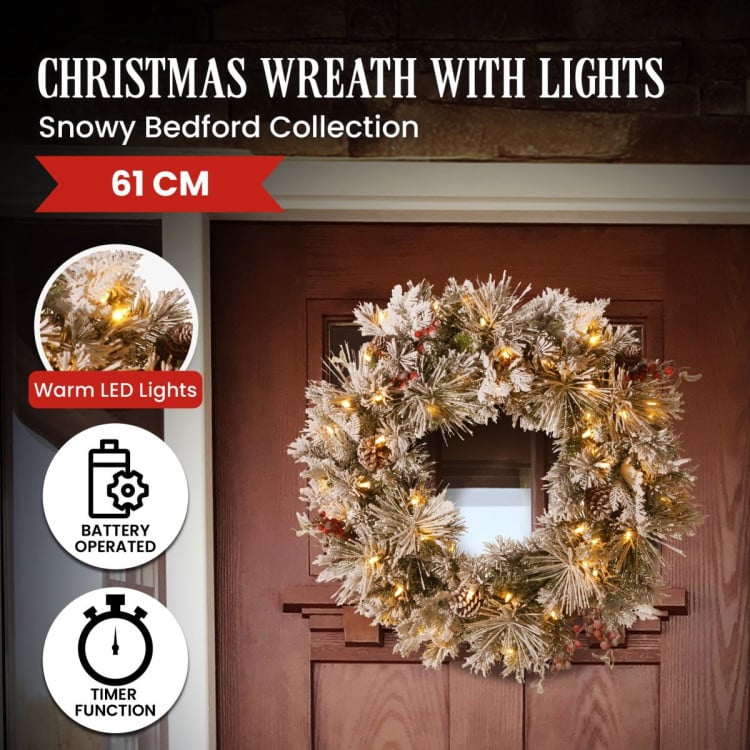 National Tree Company Snowy Bedford Christmas Wreath - 61cm image 5