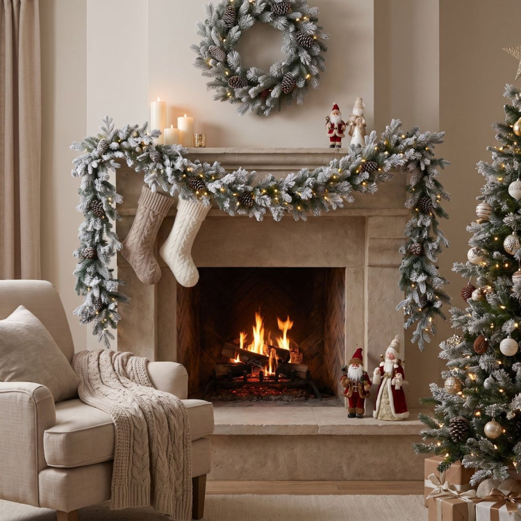 Christabelle 2.7m Christmas Garland with Lights Dorchester Snow Tree Decoration Ornament image 4