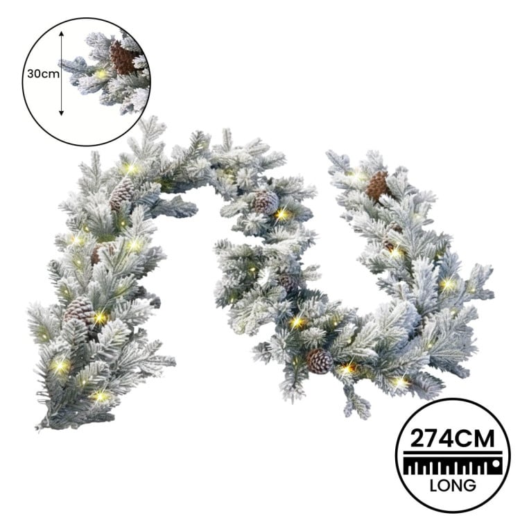 Christabelle 2.7m Christmas Garland Snowy with Lights Dorchester Tree Decoration Ornament image 3