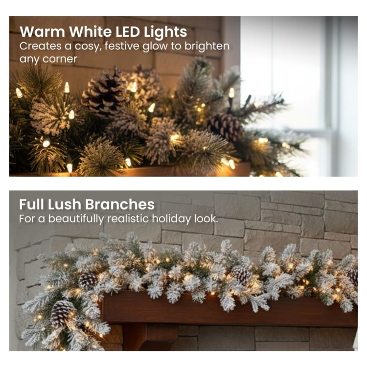 Christabelle 2.7m Christmas Garland Snowy with Lights Dorchester Tree Decoration Ornament image 4
