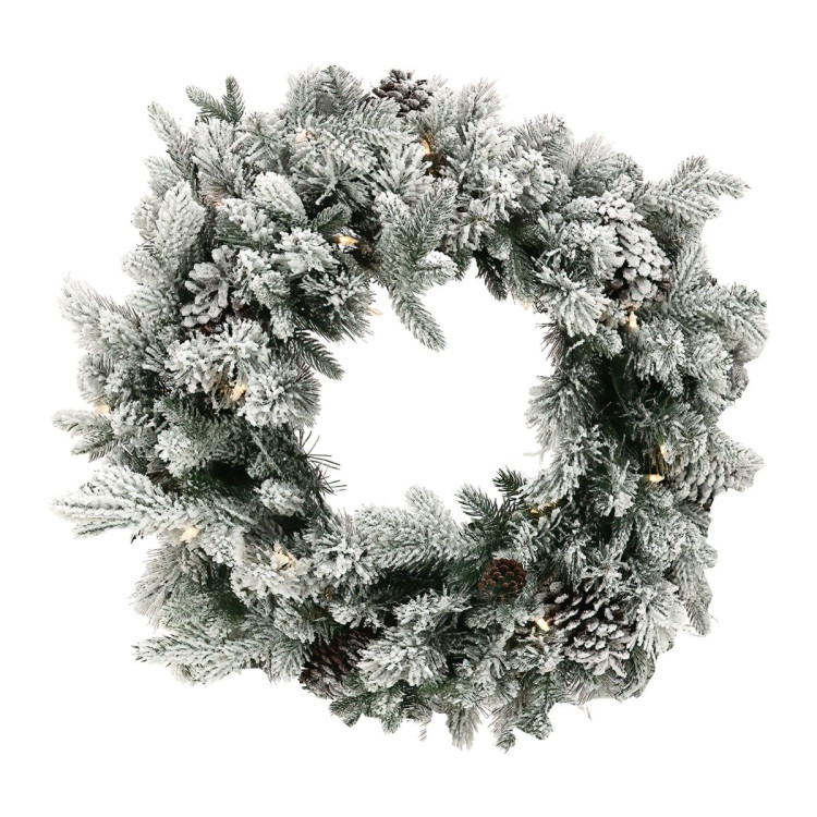 Christabelle 61cm Snowy Christmas Wreath with LED Lights Dorchester Front Door Decoration Ornament image 3