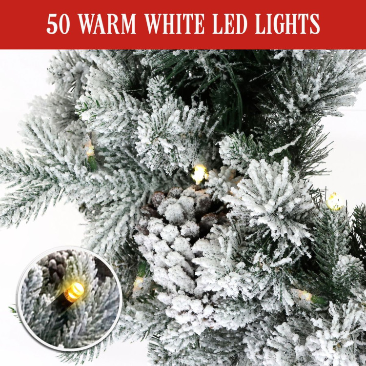 Christabelle 61cm Snowy Christmas Wreath with LED Lights Dorchester Front Door Decoration Ornament image 5
