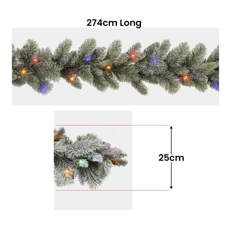 Christabelle 2.7m Christmas Garland Snowy with LED Lights Stamford Spruce Tree Decoration Ornament image 3