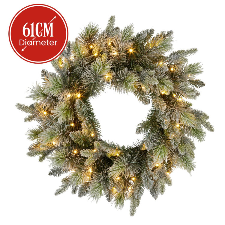 Christabelle 61cm Christmas Wreath Snowy Stamford Spruce with Coloured LED Lights Front Door Decoration Ornament image 4