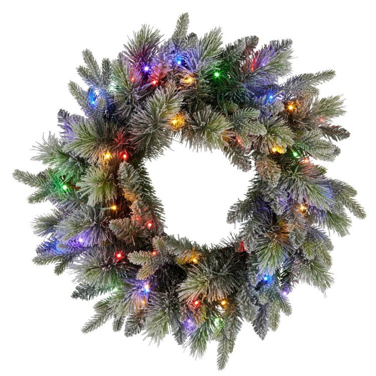 Christabelle 61cm Christmas Wreath Snowy Stamford Spruce with Coloured LED Lights Front Door Decoration Ornament image 5