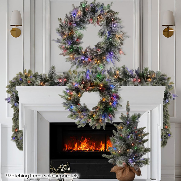 Christabelle 61cm Christmas Wreath Snowy Stamford Spruce with Coloured LED Lights Front Door Decoration Ornament image 9