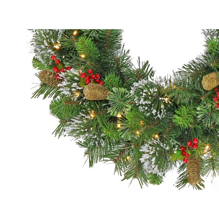 Christmas Wreath with Lights- 61cm Wintry Pine image 3