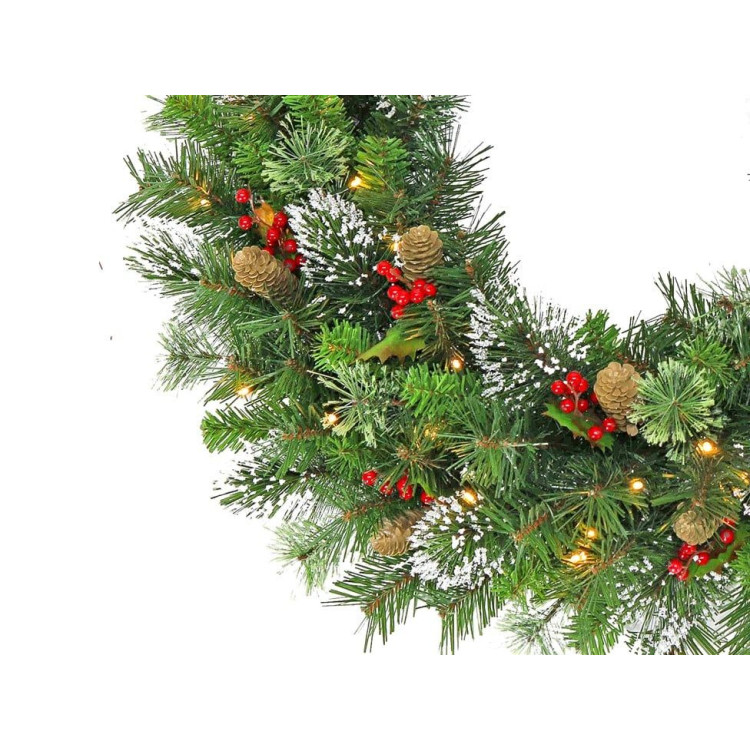 Christmas Wreath with Lights- 76cm Wintry Pine image 3