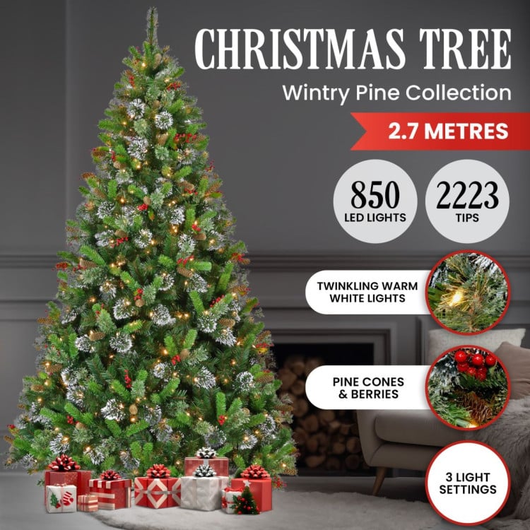 9ft Christmas Tree with Twinkle Lights Wintry Pine image 4