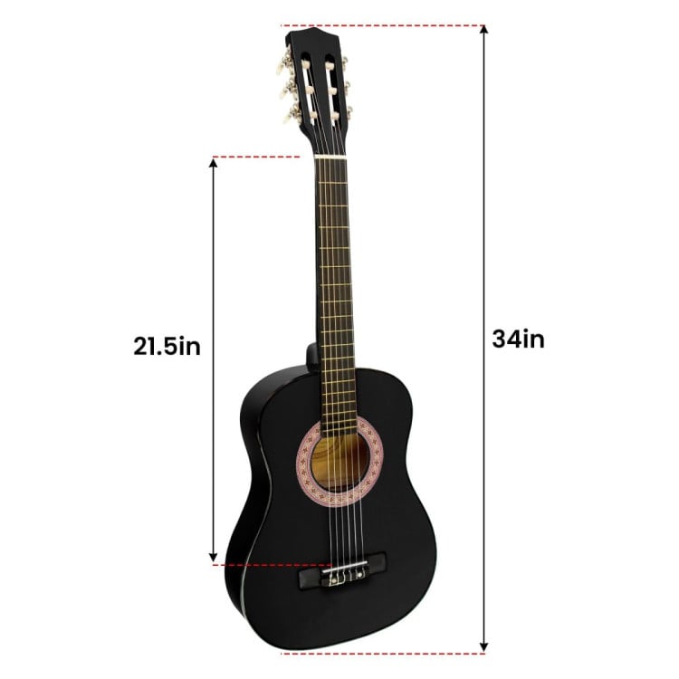 Karrera 34in Wooden Acoustic Childrens Guitar - Black image 4
