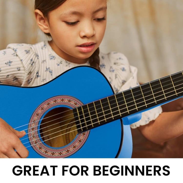 Karrera 34in Wooden Acoustic Childrens Guitar - Blue image 8