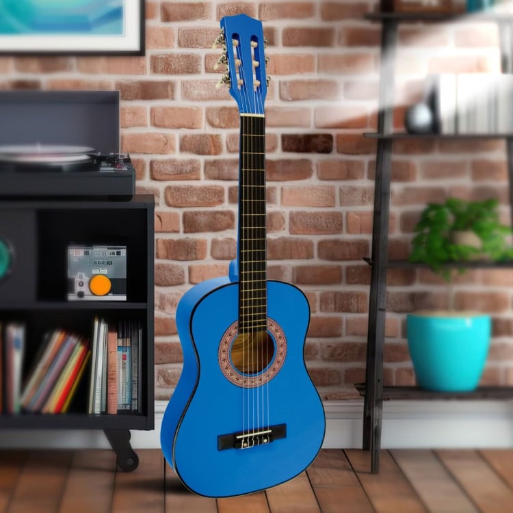 Karrera 34in Wooden Acoustic Childrens Guitar - Blue image 9