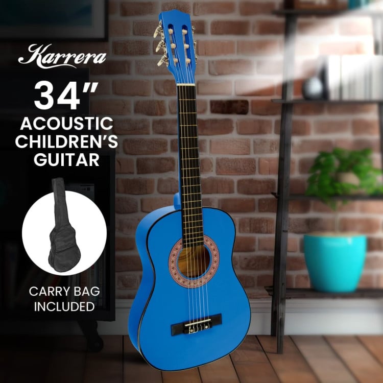 Karrera 34in Wooden Acoustic Childrens Guitar - Blue image 5